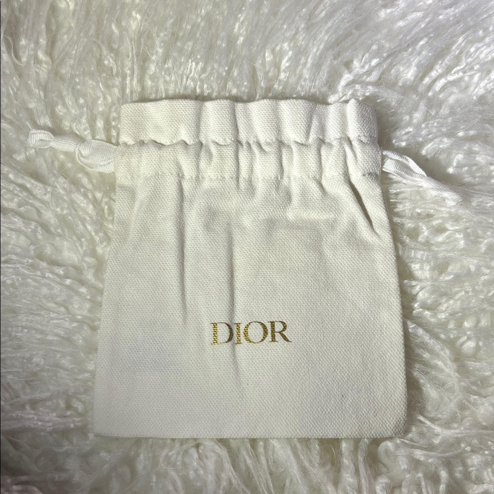 Dior White Cotton Drawstring accessory bag